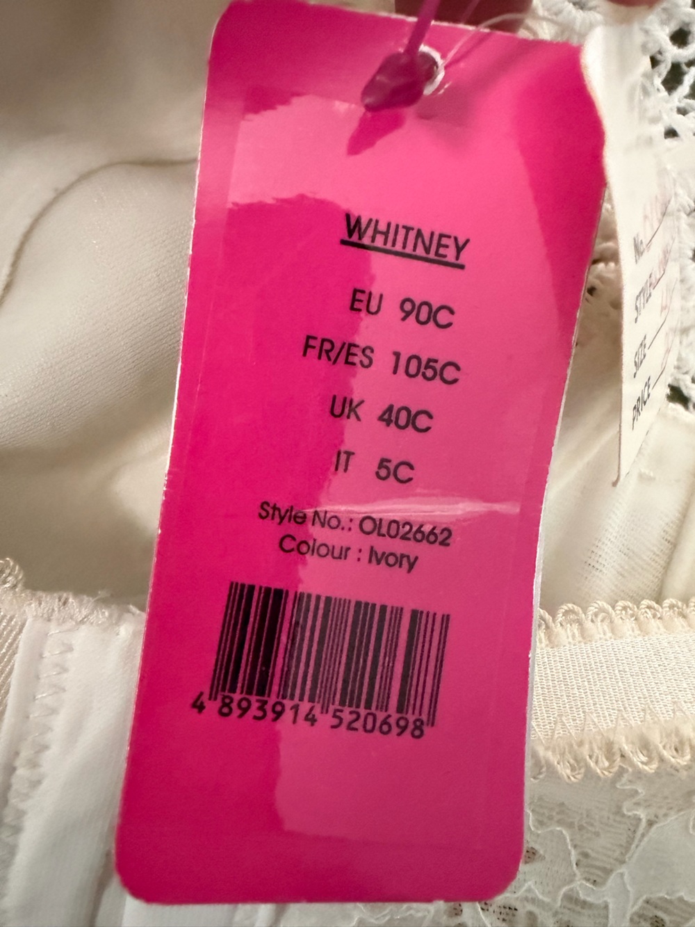 O’ Lingerie Underwire Lace Bra in Ivory Whitney 40C - Picture 6 of 12